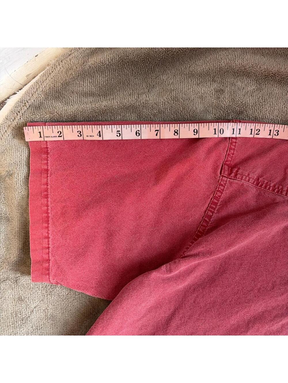 90s Faded Brick Red Heavyweight Cotton Short Sleeve Button Down Shirt fits L - Picture 5 of 7